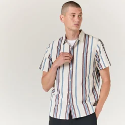 Stance Bales Button Up Cotton Shirt NAVYSTRIPE Discount