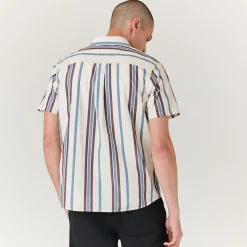 Stance Bales Button Up Cotton Shirt NAVYSTRIPE Discount