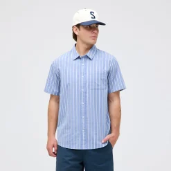Stance Bales Button Up Organic Cotton Shirt Stoneblue Discount