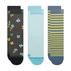 Stance Butter Blend™ Crew Socks 3 Pack Petal Whimsy Black
