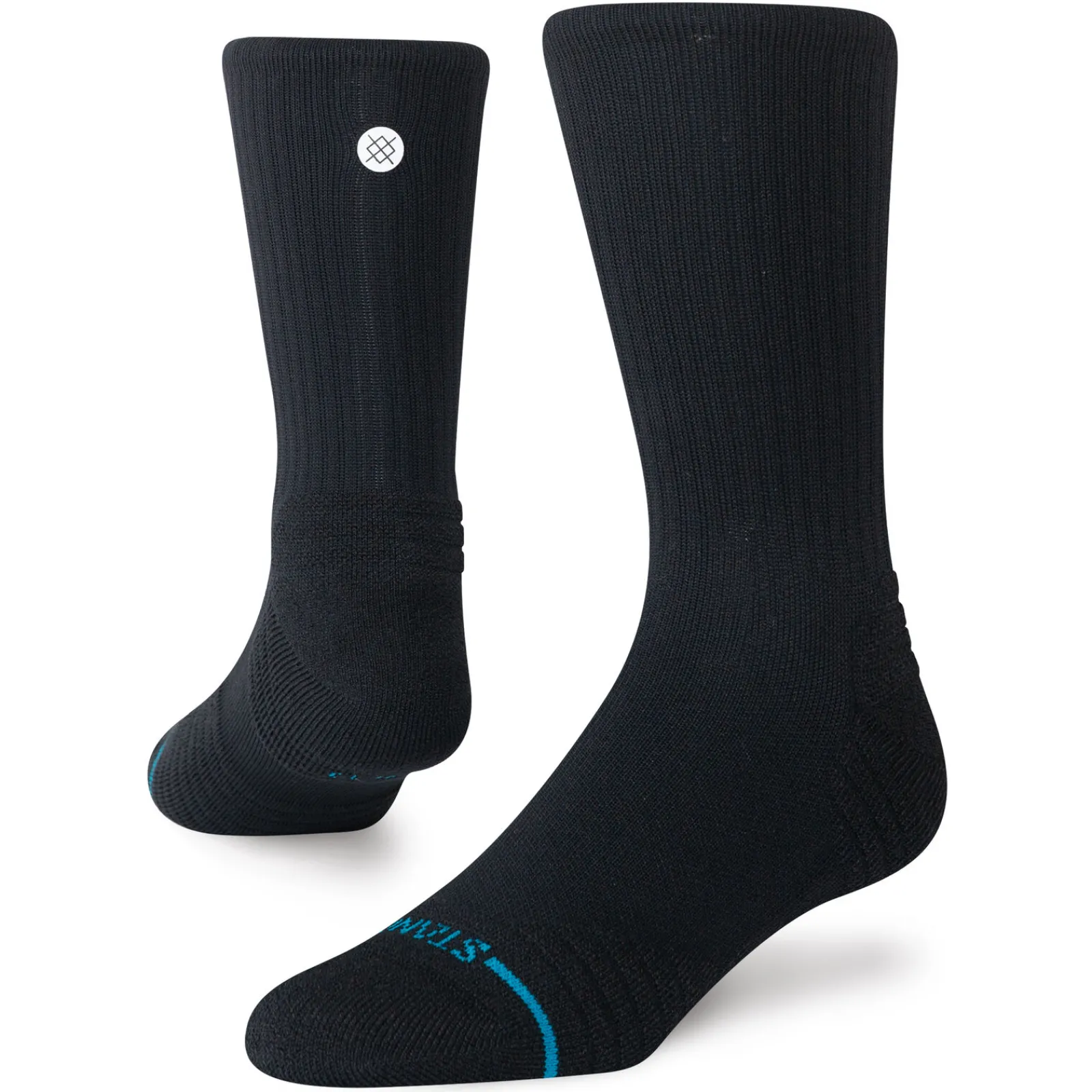 Stance Medium Performance Crew Socks Solid Ribbed Black New